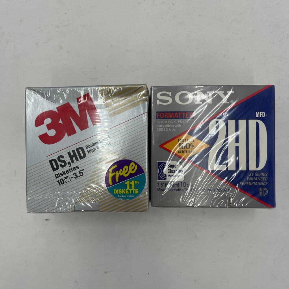 3M & Sony DS HD High Density Formatted Diskettes- Lot of 20 NEW